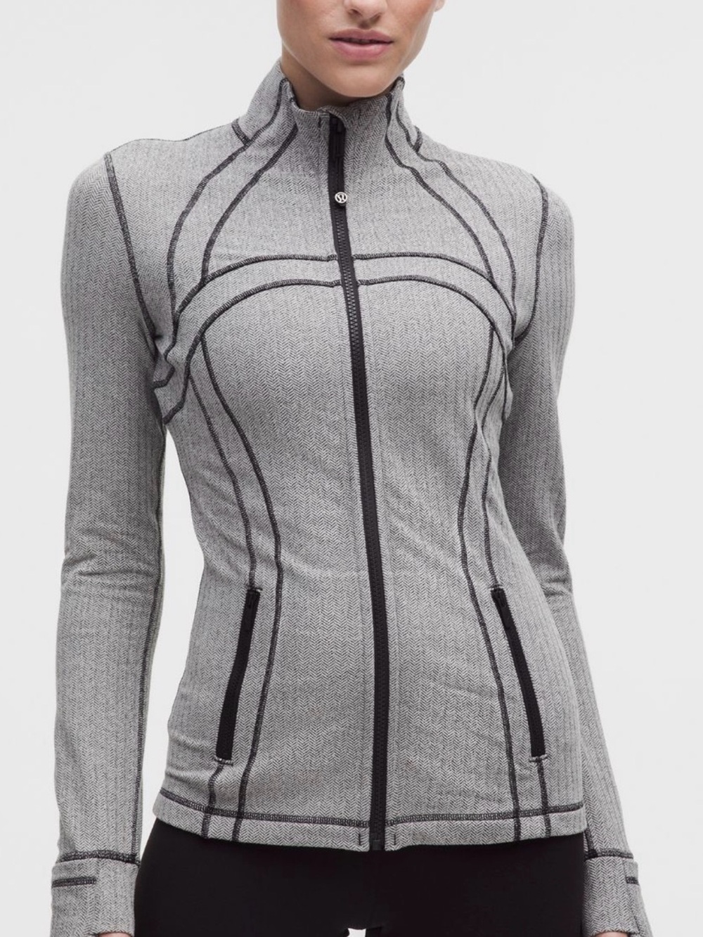 Lululemon Define Jacket Herringbone Black Gray Size 8 EUC